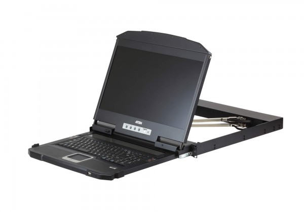 Aten TFT-Schublade,19&quot; 1HE,incl.TFT 18,5&quot;, Black, Deutsch, (USB/HDMI/DVI/VGA) mit ultrakurzer Tiefe