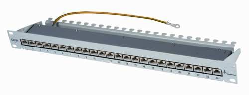 Patch Panel 24xTP,CAT6A,10Gbit,Lichtgrau,Telegärtner