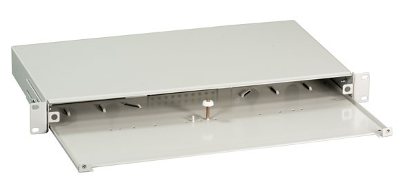 LWL-Patchpanel, ohne Frontblende, 19&quot;/1HE, ausziehbar, Lichtgrau,