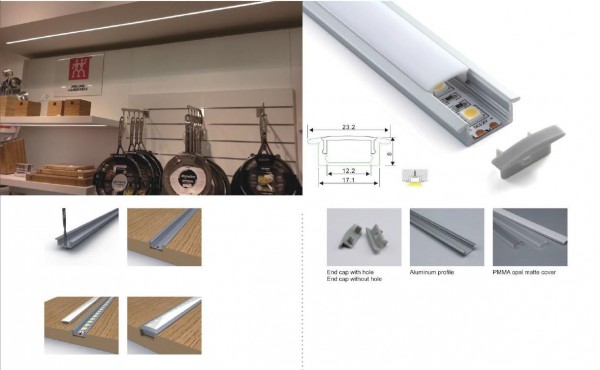 Synergy 21 ALU001-R Perfil-U de aluminio, 2m