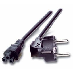 Netzkabel 220V Schutzkontakt CEE7(Stecker)->C5(Buchse), 1,2m, Black, (Kleeblatt,Mickymaus), Bulkware,