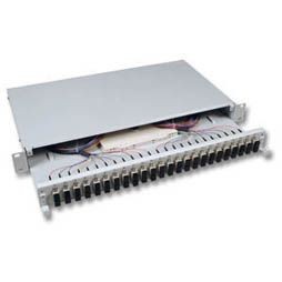 LWL-Patchpanel Spleisbox,19",24xSC-Duplex,50/125um OM3,auszi