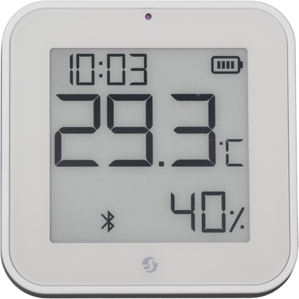 Shelly · Plug &amp; Play · "Blu ZB H&amp;T Display White" · Temperatur- &amp; Feuchtigkeitssensor · E-Paper Display · Bluetooth · Zigbee · Weiß