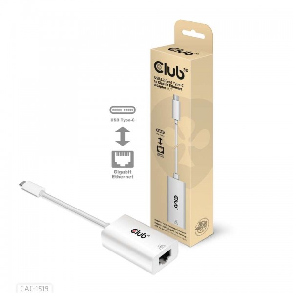 Club 3D Adaptador USB3.2 Gen1 Type-C a Gigabit Ethernet M/H