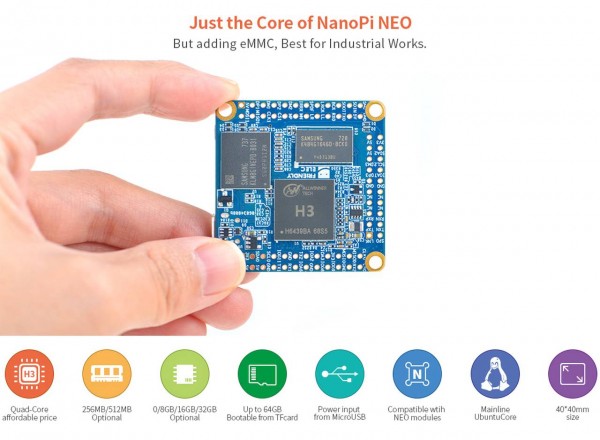 FriendlyELEC NanoPi NeoCore - 512MB 8GB EMMC QuadCore