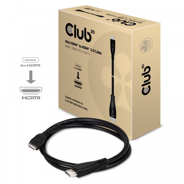 Kabel Video Mini HDMI 2.0 =&gt; HDMI 2.0 4K60Hz ST/ST 1,0m *Club3D*
