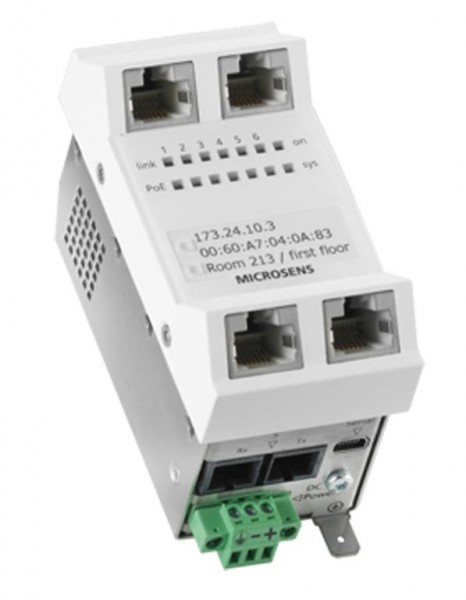 Microsens 6 Port Gigabit PoE+ Kabelkanal Switch; vertikale e