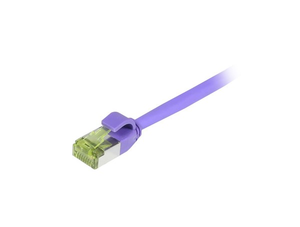 Patchkabel RJ45, CAT6A 500Mhz, 1.0m, lila, S-STP(S/FTP), slimline rund d=4,5mm, TPE/LSZH(Superflex), AWG28, mit CAT7 Rohkabel, Synergy 21