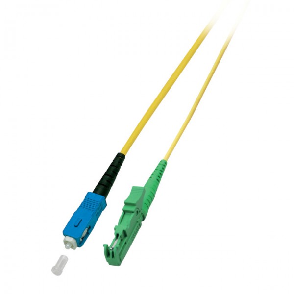LWL-1-Faser-Patchk. 3mtr.E2000(APC 8G)-SC, 9/125u, Schrägschliff, Simplex!