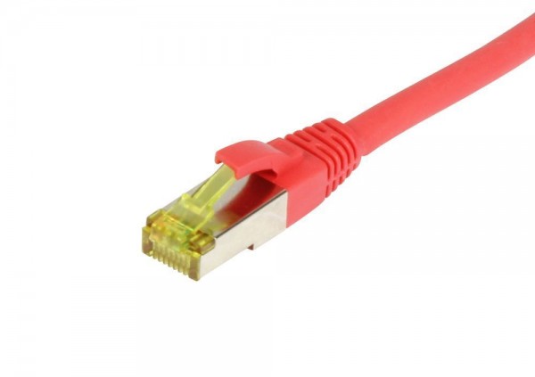 Patchkabel RJ45, CAT6A 500Mhz, 25m, rot, S-STP(S/FTP), TPE/LSZH(Ultraflex), AWG26, mit CAT7 Rohkabel, Synergy 21