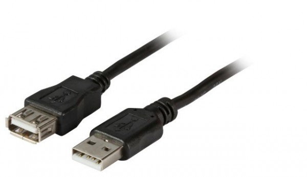 Kabel USB, A(St) => A(Bu), 5.0m, USB2.0, Verlängerung, schwarz, Classic