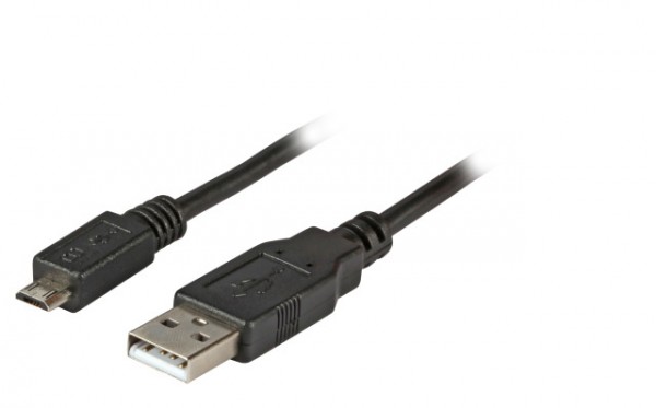 Kabel USB, A(St) => Micro-B(St) 5pol., 0.5m, USB2.0, Premium, Schwarz,