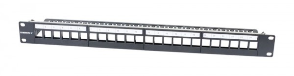 Patch Panel 24xTP-TP(Kupplung),CAT6A, Keystone, 19&quot;, Lichtgr