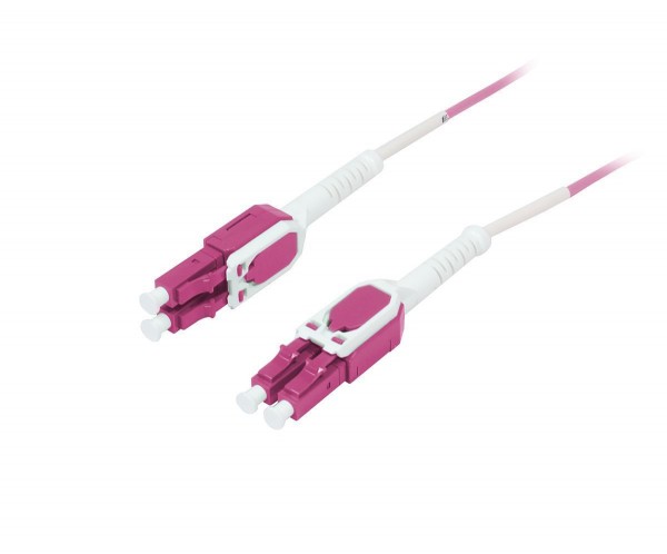 LWL-2-Faser-Patchk. 15mtr.LC-LC, 50/125um,OM4, Uniboot(drehbar), Push/Pull, AD=2mm, Synergy 21