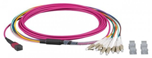 LWL-MTP®-Female-LC Patchkabel OM4 LowLoss, 8 Faser, erika-violett, 5m,