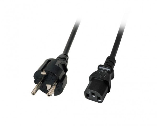 Netzkabel 230V Schutzkontakt CEE7(Stecker)-&gt;Kaltgeräte IEC-C13(Buchse), 0,5m, Black