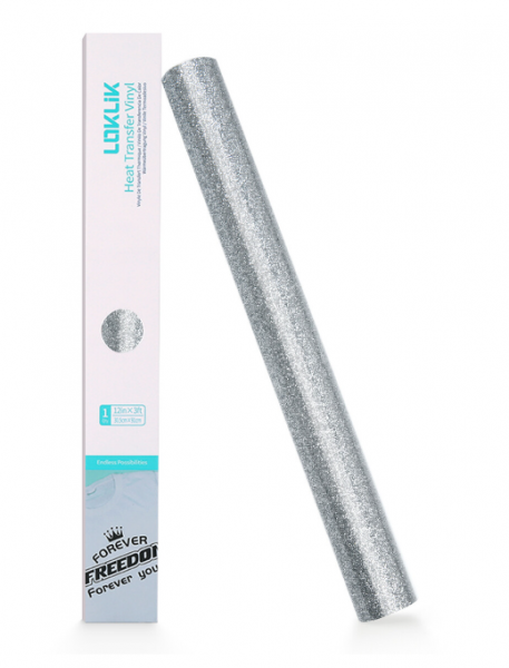 LOKLIK Vinilo termotransferible Purpurina - Plata - 30,5 x 90 cm