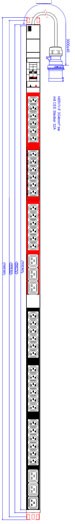 ALLNET 19"zbh. Steckdosenleiste,36xKaltgeräte(C13)+6xC19->Stecker(CEE 32A), 2xLeitungsschutzschalter C16A, Bachmann