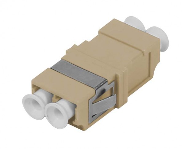 LWL-Kupplung, LC-Buchse/LC-Buchse, 50/125u Multimode OM2, beige, duplex, PC, ohne Flansch, Synergy 21,