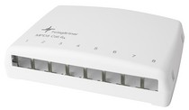 Telegärtner Modulträger, Patchpanel, f. 8xAMJ/AMJ-S-Mod./Kupp.,PVC, Tisch/Wandgehäuse, (Keystone), TH35/AP