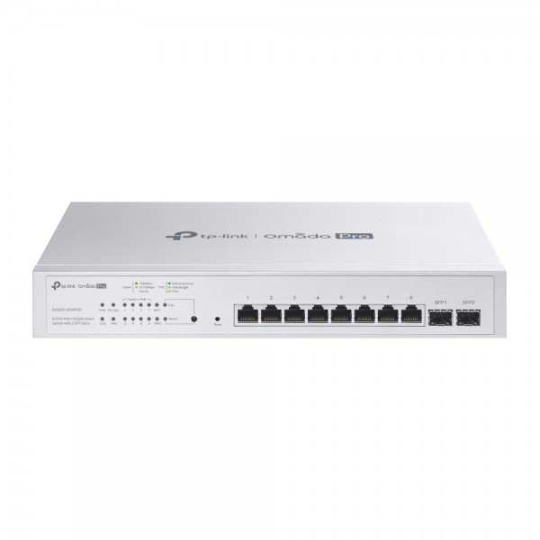 Omada PRO smart managed Layer 2+ Switch • 10 Port • 8x 1GbE • PoE Budget 61W • 8x PoE at • 2x SPF • Omada PRO • S4500-8GP2F