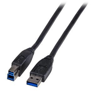Kabel USB, A(St) =&gt; B(St), 1.0m, USB3.0, schwarz,