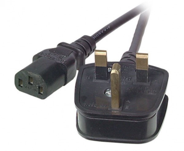 Netzkabel 220V UK-Stecker/Kaltgeräte IEC-C13(Buchse), 2m,Blk