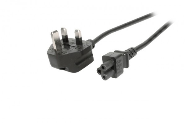 Netzkabel 230V UK-Stecker-&gt;C5(Buchse), 1,8m, Black, (Kleeblatt,Mickymaus)