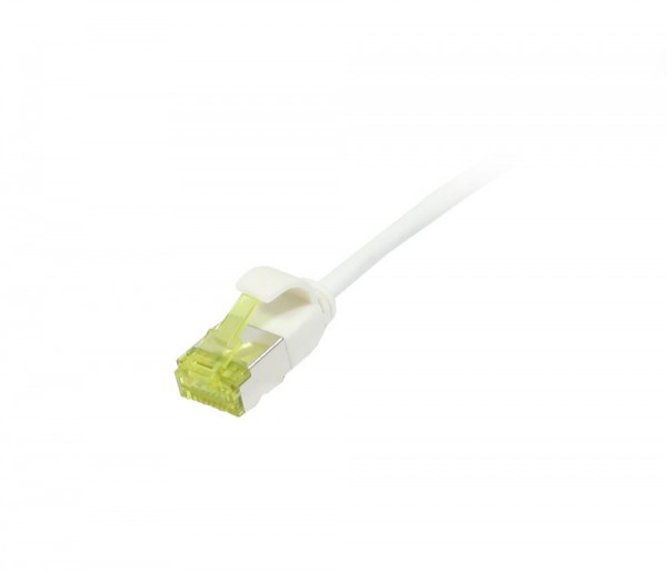 Patchkabel RJ45, CAT6A 500Mhz, 0.25m, weiss, U/FTP, slimline rund d 3,8mm, TPE/LSZH(Superflex), AWG32, mit CAT7 Rohkabel, Synergy 21