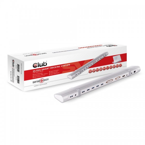 Club 3D SenseVision Dock Station - USB3.0 Ultra Smart Docking Station *gebürstetem aluminium*