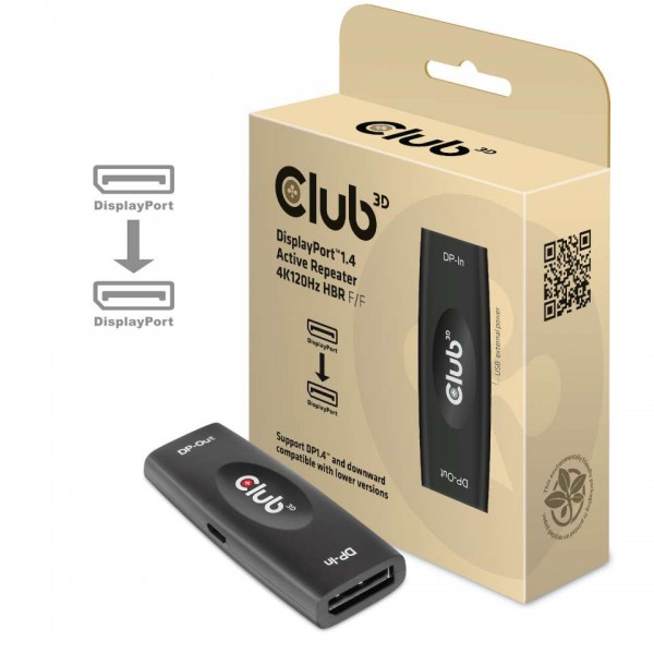 Adapter DisplayPort 1.4 Aktiver Repeater/Signalverstärker 4K120Hz HBR3 B/B *Club3D*