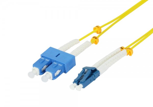 LWL-2-Faser-Patchk. 0.5mtr.LC-SC, 9/125um, OS2, AD=2mm, flexible Knickschutztülle, G657.A2, Synergy 21