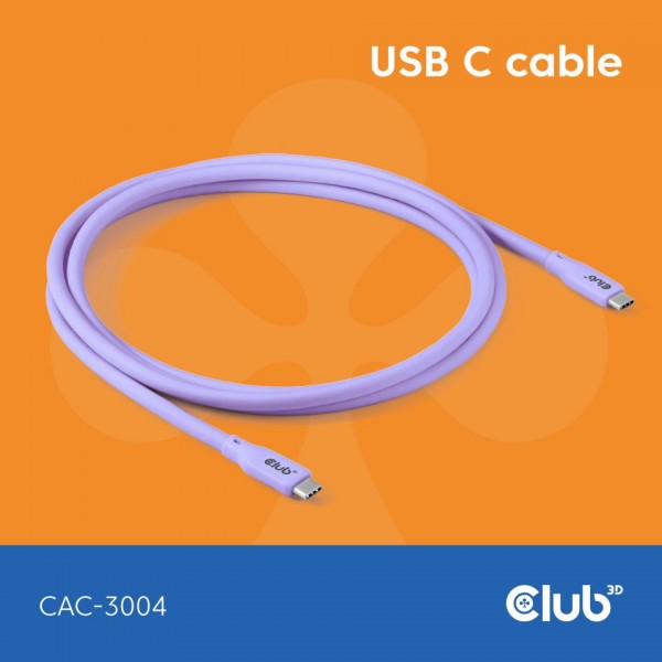 Kabel USB 4.0 C (St) => C (St) 2,0m *Club3D* - LIFESTYLE *lila*