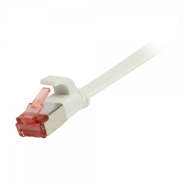 Patchkabel RJ45, CAT6 250Mhz, 10m weiss, FTP(U/FTP), TPE(Superflex), Flach, Synergy 21,