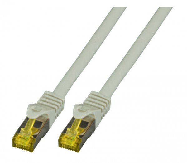 Patchkabel RJ45, CAT6A 500Mhz, 0.15m, grau, S-STP(S/FTP), LSZH, mit Cat.7 Rohkabel,