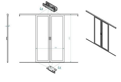 Triton 19"zbh. Warm-/Kaltgang, Zweiflügel-Schubtür für Kaltg