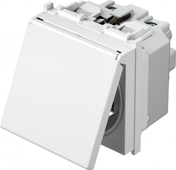 TEM series module socket outlet with earthing contact + hinged cover Antibacterial