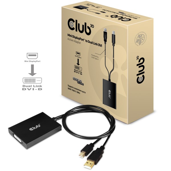 Adapter Mini DisplayPort => DVI-I *Club3D* Dual Link aktiv
