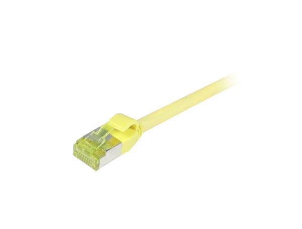 Patchkabel RJ45, CAT6A 500Mhz, 7.5m, gelb, S-STP(S/FTP), slimline rund d=4,5mm, TPE/LSZH(Superflex), AWG28, mit CAT7 Rohkabel, Synergy 21