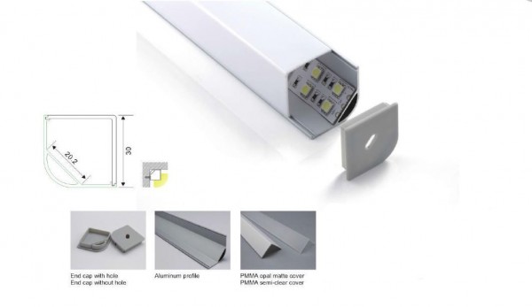 Synergy 21 ALU015-R Perfil-U de aluminio, 2m