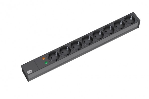 ALLNET Regleta 8 enchufes (CEE7)->Macho (CEE7), 19", negro