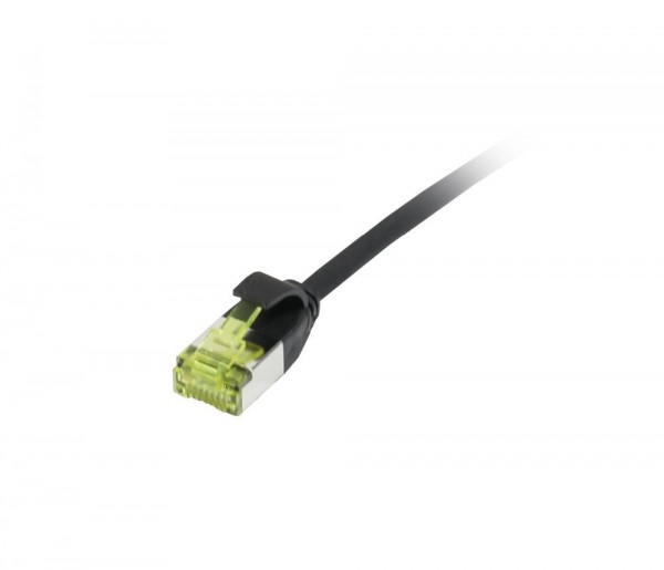 Patchkabel RJ45, CAT6A 500Mhz, 10m, schwarz, U/FTP, slimline rund d=3,8mm, TPE/LSZH(Superflex), AWG32, mit CAT7 Rohkabel, Synergy 21