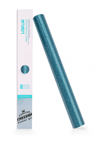 LOKLIK Vinilo termotransferible Purpurina - Azul Claro - 30,5 x 90 cm