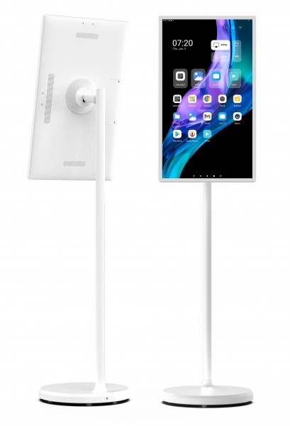 ALLNET Pantalla de alto rendimiento de 24 pulgadas con soporte, soporte y placa base con batería y función de carga Color blanco