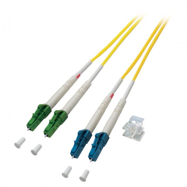 LWL-2-Faser-Patchk. 2mtr.LC-LC(APC 8), 9/125um, Schrägschliff eine Seite!