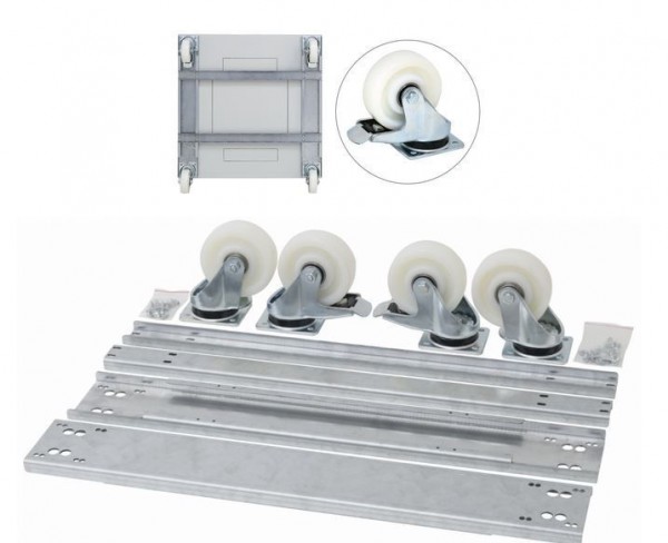 Triton 19"Schrank,zbh. Rollensatz(Räder), Rollensatz mit Verstärkungsrahmen 600x1000 für RDA Tragkraft 1900 kg