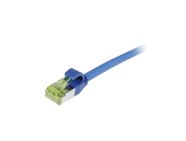 Patchkabel RJ45, CAT6A 500Mhz, 1.5m, blau, S-STP(S/FTP), slimline rund d=4,5mm, TPE/LSZH(Superflex), AWG28, mit CAT7 Rohkabel, Synergy 21