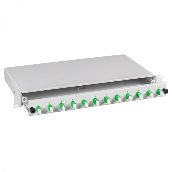 LWL-Patchpanel Spleisbox,19", 6xE2000®/APC, 9/125um,