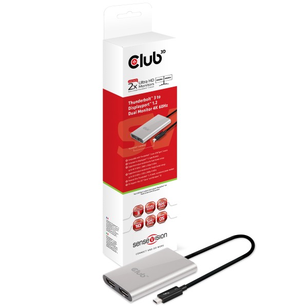 Adapter Thunderbolt 3 =&gt; Displayport 1.2 *Club3D* Dual Monitor 4K 60Hz