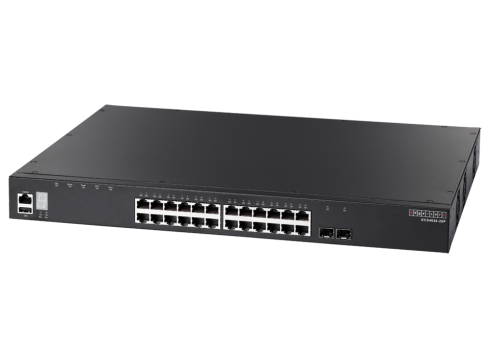 Edgecore Switch full managed Layer3 26 Port • 24 x 1 GbE + 2 x SFP+ • PoE Budget 410W • 24x PoE at • 19" • ECS4620-28P
